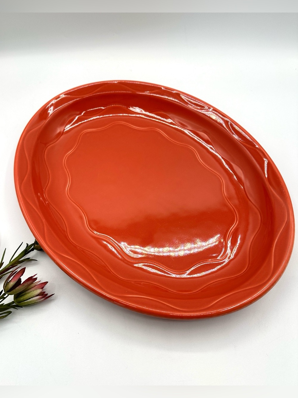 Vintage Syracuse China Co.
 Red-Orange Oval Platter  USA